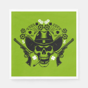 Serviette En Papier Lucky Poker Skull