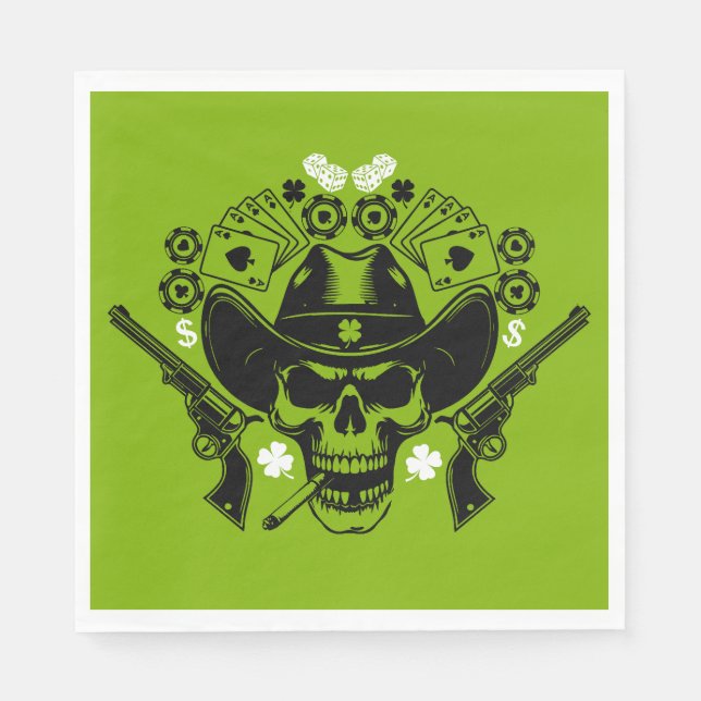 Serviette En Papier Lucky Poker Skull (Devant)
