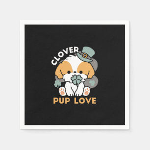 Serviette En Papier Lucky Pup with Clover - St. Patrick's Day Cadeau