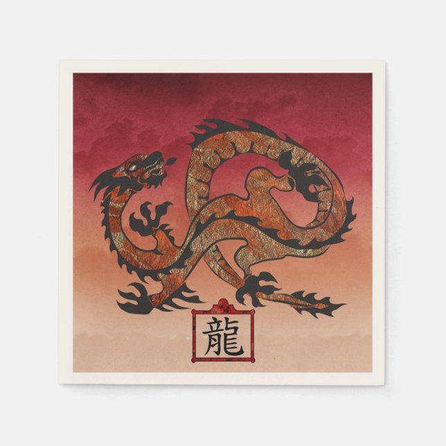 Serviette En Papier Lucky Red Dragon, 龙 (Devant)
