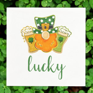 Serviette En Papier Lucky Shamrock Beers Leprechaun St Patrick's Party