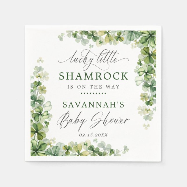 Serviette En Papier LuckyLittle Shamrock St. Patrick's Day Baby shower (Devant)