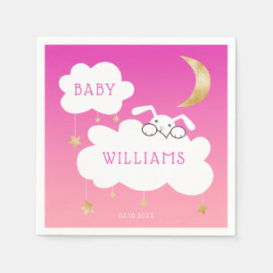 Serviette En Papier Lullaby Bunny Baby shower Pink Gold