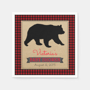 Serviette En Papier Lumberjack Buffalo Plaid Ours Bébé Shower