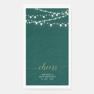 Serviette En Papier Lumière à cordes dorées et vertes Élégante lettre