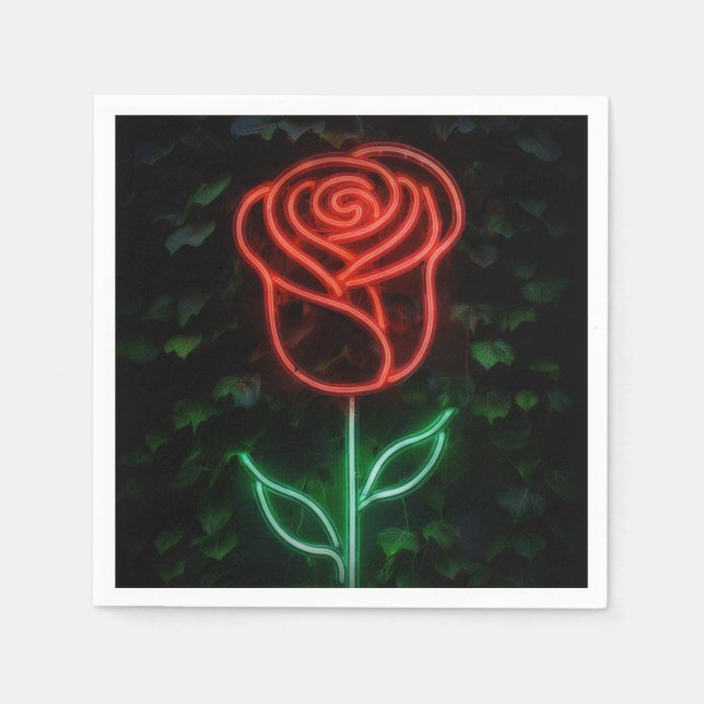 Serviette En Papier Lumière au néon rouge rose lumineuse lierre doux 1 (Devant)
