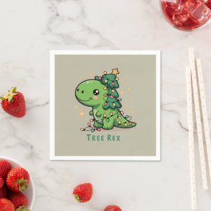 Serviette En Papier Lumière de dinosaure de Noël Fête drôle d'arbre Re
