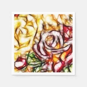 Serviette En Papier Lumière jaune abstraite Rose artistique Floral Glo