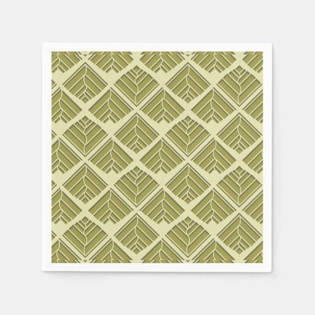 Serviette En Papier Lumière Motif carré feuille or Lime (Devant)