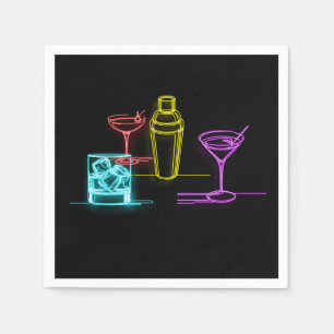 Serviette En Papier Lumière néon Couleurs cocktails 21e anniversaire