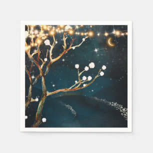 Serviette En Papier Lumières d'arbre de soirée rustique Mariage de nui