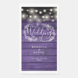 Serviette En Papier Lumières de Chaîne de Bois Violet Rustique Fleur d