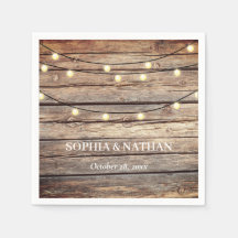 Lumières de Chaîne en Bois Rustique Mariage 