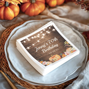 Serviette En Papier Lumières de Chaîne Rustiques Citrouille d'Automne 