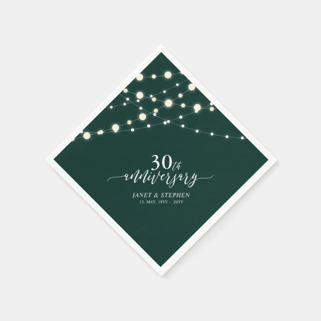 Serviette En Papier Lumières de chaînes | 30e anniversaire du Mariage  (Coin)