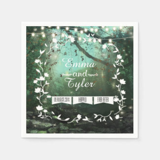 Serviette En Papier Lumières de forêt enchantées Serviettes de Mariage