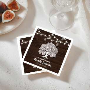 Serviette En Papier Lumières de guirlande d'arbre de famille rustique