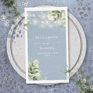 Serviette En Papier Lumières de mariage en guirlande de verdure bleu p