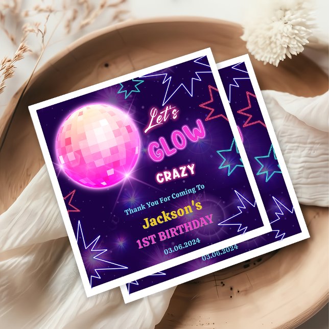 Serviette En Papier Lumières de Neon lumineux Merci fête d'anniversair (Créateur téléchargé)