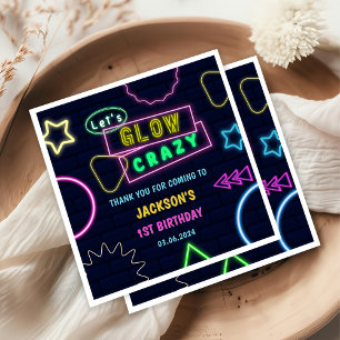 Serviette En Papier Lumières de Neon lumineux Merci fête d'anniversair
