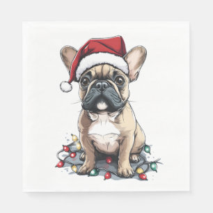 Serviette En Papier Lumières de Noël Bouledogue Français Cadeaux Chien