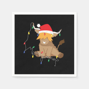 Serviette En Papier Lumières de Noël de la vache Highland