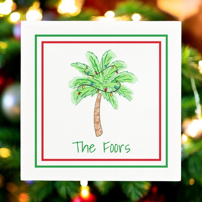 Serviette En Papier Lumières de Noël Palmier Personnalisé (Créateur téléchargé)