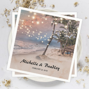 Serviette En Papier Lumières de plage vintage tropicales Mariage