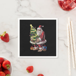 Serviette En Papier Lumières de sapin de Noël Bigfoot Noël amateur de
