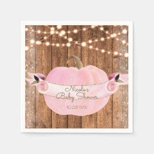 Serviette En Papier Lumières en Bois Rustique Automne Citrouille Étinc