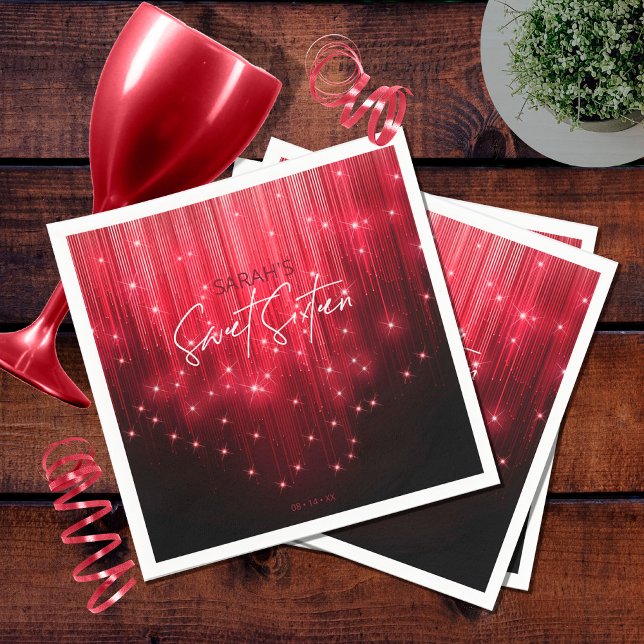 Serviette En Papier Lumières en cascade Sweet 16 Red ID790 (Créateur téléchargé)