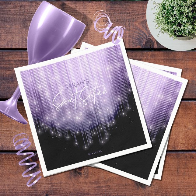 Serviette En Papier Lumières en cascade Sweet 16 Violet ID790 (Créateur téléchargé)