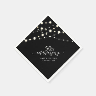 Serviette En Papier Lumières Guirlandes 50e Anniversaire de Mariage