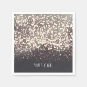 Serviette En Papier Lumières scintillantes Mariage moderne gris romant