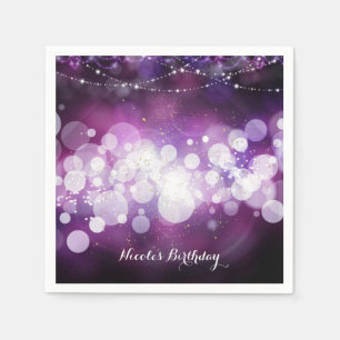 Serviette En Papier Lumières scintillantes violettes Fête d'anniversai