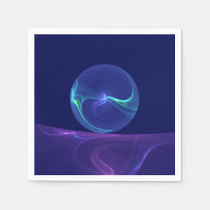 Serviette En Papier Lumineuse Bleu Violet Rêve Abstrait Fractal Art