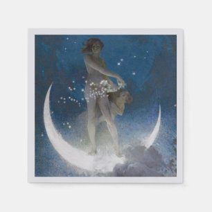 Serviette En Papier Luna Goddess at Night Scattering Stars