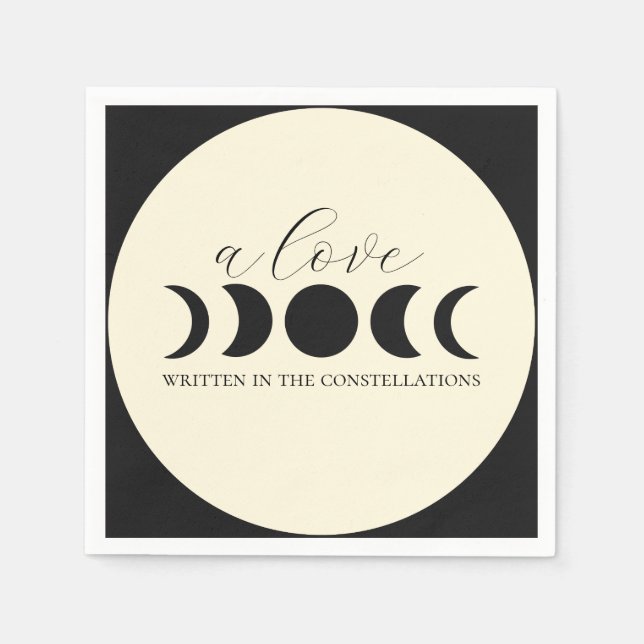 Serviette En Papier Lunar Luxe Black & Cream Moon Mariage (Devant)