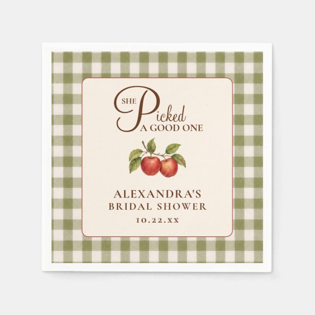 Serviette En Papier Lunch de mariage au gingham vert sauge rustique po (Devant)