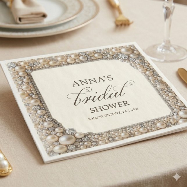 Serviette En Papier Lunch de mariage Élégantes Perles (Créateur téléchargé)