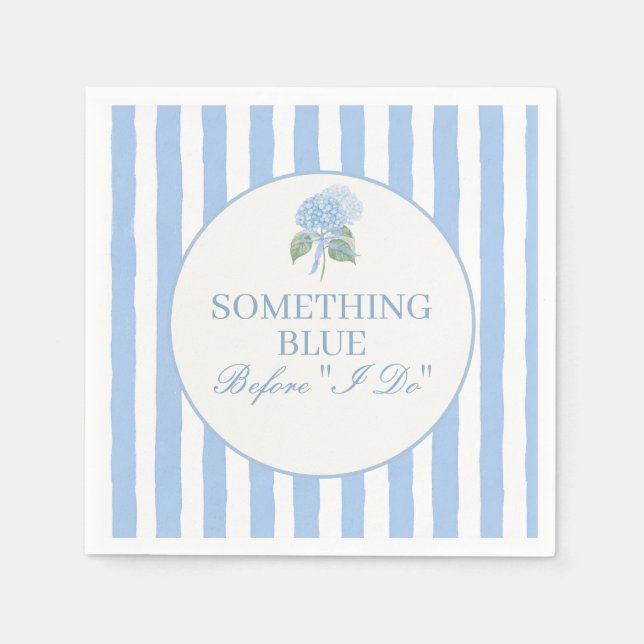 Serviette En Papier Lunch de mariage tendance avec hydrangeas bleus (Devant)