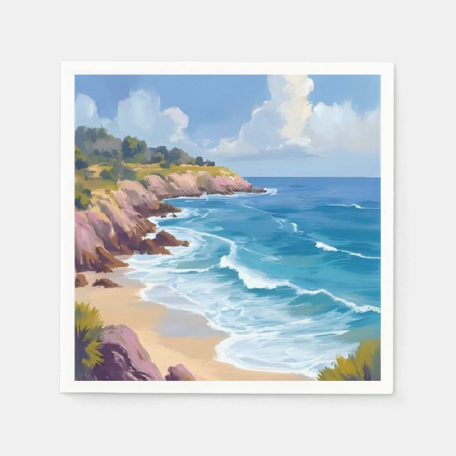 Serviette En Papier Lundi à Malibu | Plage Falaises CA Voyage  (Devant)