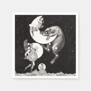 Serviette En Papier Lune céleste ciel Univers Dieu Nuit Illustration