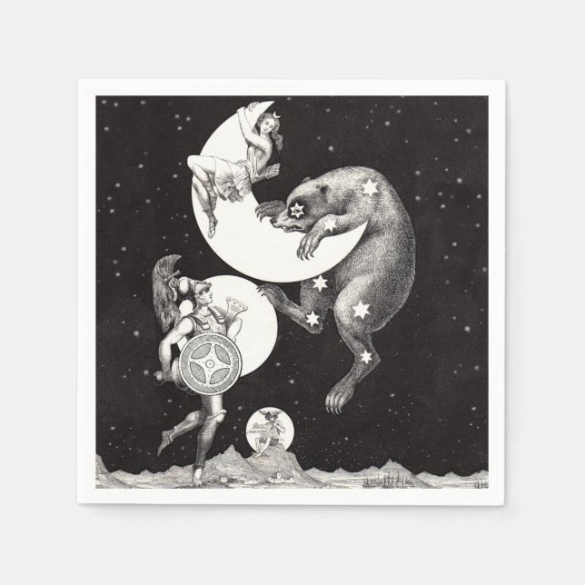Serviette En Papier Lune céleste ciel Univers Dieu Nuit Illustration (Devant)