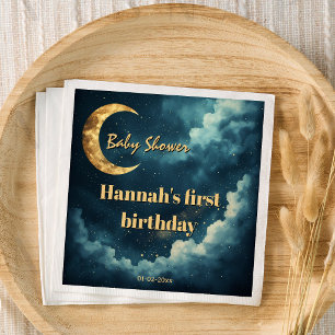 Serviette En Papier Lune céleste et étoiles pour le premier anniversai