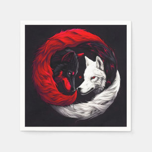 Serviette En Papier Lune Crimson Loup blanc rouge