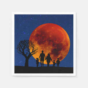 Serviette En Papier Lune de sang éclipse lunaire en famille