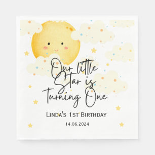 Serviette En Papier Lune et étoiles 1er anniversaire
