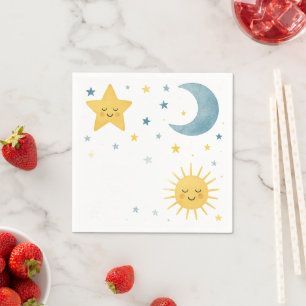 Serviette En Papier Lune, Étoiles, Soleil et Cloud Baby shower céleste