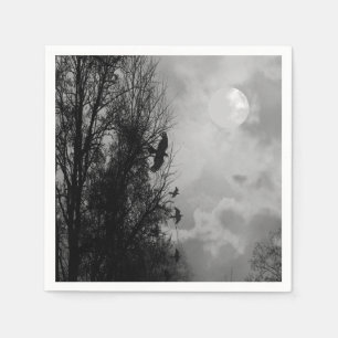 Serviette En Papier Lune hantée avec Ravens Halloween Napkin